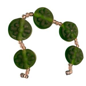 Handmade Frosted Green Glass Lampwork Beads - New